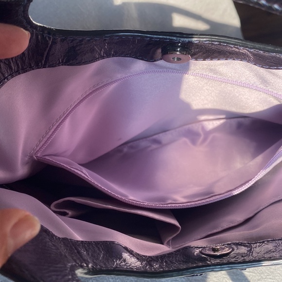 Dark Purple Patent Leather Coach Purse - Picture 7 of 8